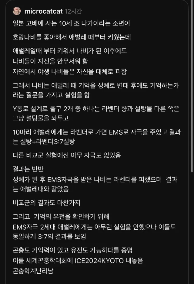 나비의 기억과 유전