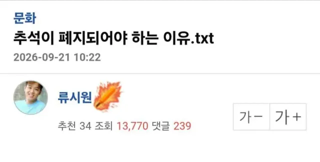 추석이 폐지되어야 하는 이유