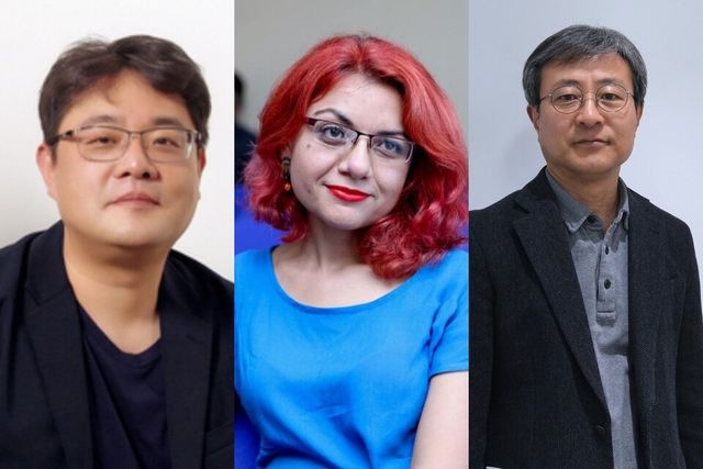 (왼쪽부터)&nbsp;김형석 춘천영화제 운영위원장,&nbsp;아이균 아슬란리 영화평론가, 최윤 바른손랩스 콘텐츠 총괄 이사