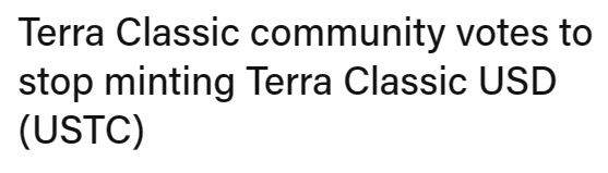 테라클래식 커뮤니티가 자산 발행을 중단하기로 결정했다(사진=더블록)