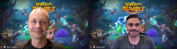 ▲(좌측부터) '워크래프트 럼블' 톰 칠튼 게임 디렉터, 비크 사라프 총괄 프로듀서