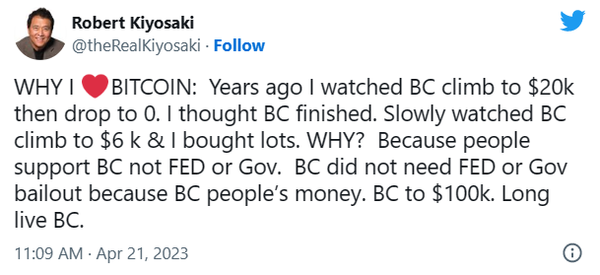로버트 기요사키 작가는 비트코인이 미국 중앙은행이나 정부의 통제를 받지 않는 자산이라는 점에서 지지한다고 밝혔다(사진=트위터/ 로버트 기요사키)