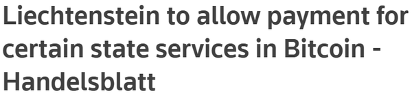 로이터는 리히텐슈티인 공국에서 비트코인을 통한 정부 서비스 지불 체계 도입을 계획 중이라고 밝혔다(사진=로이터)