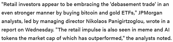 제이피모건은 도널드 트럼프 미국 공화당 후보가 대통령으로 당선될 경우, 현지 시장 개인 투자자를 중심으로 ‘디베이스먼트 트레이드’ 현상이 가속화될 것으로 내다봤다(사진=더블록/ 제이피모건)