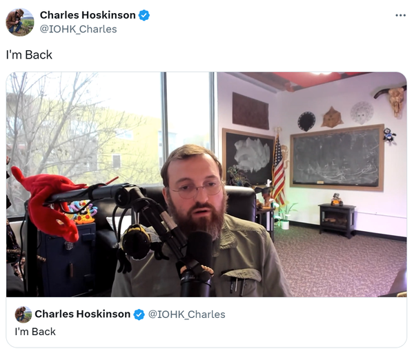 찰스 호스킨슨 카르다노 설립자의 미국 가상화폐 정책 지원 계획 수립 소식에 ‘에이다’ 가상화폐 시세는 일주일에 걸쳐 80% 이상 상승했다(사진=코인데스크)