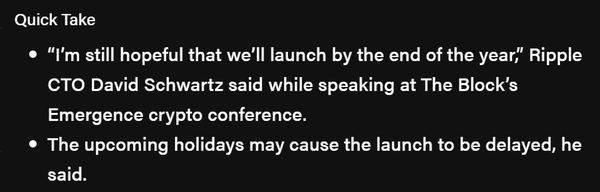 리플랩스 최고기술책임자는 연말까지 ‘리플유에스달러’를 출시할 수 있기를 목표한다면서도, ‘연말연시’에 근무를 중단하는 파트너사들이 있기 때문에 목표를 달성하기에 시간이 촉박할 수 있다고 전했다(사진=더블록)