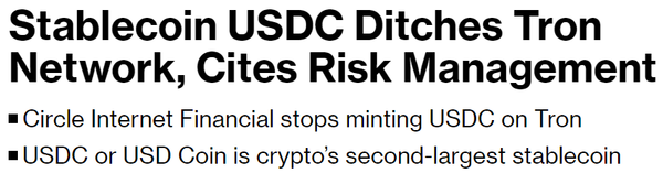 서클이 트론 블록체인 기반 ‘유에스달러코인’ 가상화폐 발행을 중단하겠다고 발표했다(사진=블룸버그)