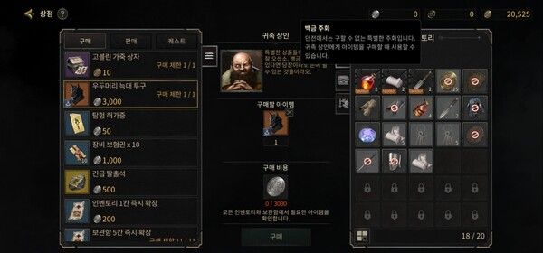 ▲유료 재화로 살 수 있는 아이템은 귀족 상인이 판매한다