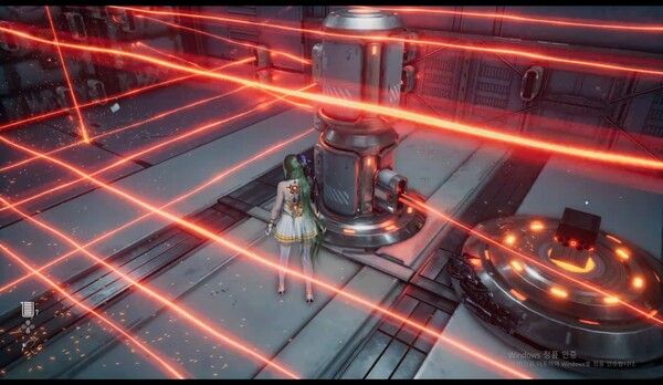 ▲레이저 사이를 뚫고 들어가 스위치를 누르면 해결된다