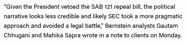 번스타인은 미국 증권거래위원회의 이더리움 현물 상장지수펀드 주요 서류 승인이&nbsp;업계와의 소송을 피하기 위한 결정이었을 수 있다고 덧붙였다(사진=더블록)