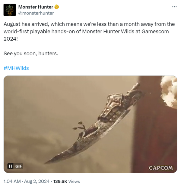 사진=캡콤 '몬스터 헌터' 공식 X