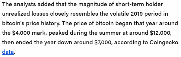 2024년 9월 현재 비트코인 단기 투자자의 미실현 손실액 규모는 역사상 가장 큰 시장 변동성을 보였던 2019년 수준으로 소개됐다(사진=더블록/ 글래스노드)