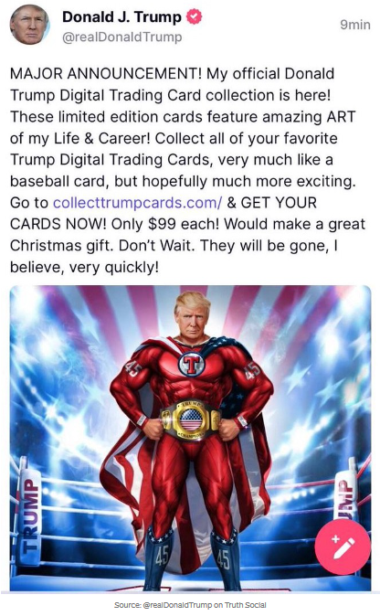 트럼프 당선인의 대체불가토큰(사진=트루스소셜)