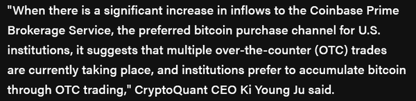 최근 미국 기반 기관투자자들은 장외시장 내 장외거래(OTC)를 통해 비트코인을 축적 중인 것으로 드러났다(사진=더블록)