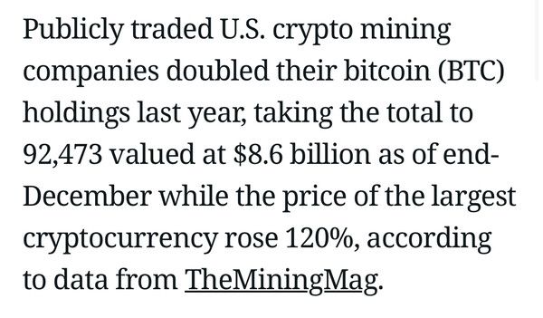 미국 증권시장에 상장된 가상화폐 생산 업체의 비트코인 보유량이 최근 1년에 걸쳐 약 10만 개까지 두 배 가량 증가했다(사진=코인데스크)
