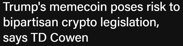 티디코웬은 미국 가상화폐 입법 추진이 트럼프 대통령의 가상화폐에 방해받을 수 있다고 전했다(사진=더블록)