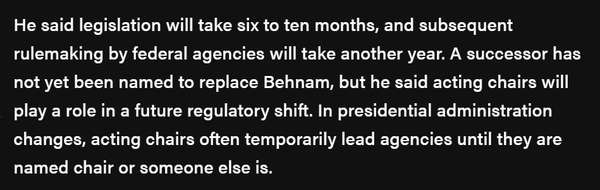 로스틴 베넘 미국 상품선물거래위원장은 현지 가상화폐 입법이 추진되고 시행되기까지 1년 이상의 기간이 필요할 수 있다고 말했다(사진=더블록)