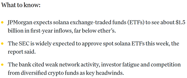 제이피모건은 솔라나 현물 상장지수펀드 출시 이후 첫 12개월 예상 자금 유입 규모를 15억 달러(한화 약 2조 1,540억 원)로 제시했다(사진=코인데스크)