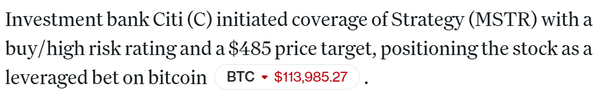 씨티은행 분석진은 스트래티지에 대한 투자 의견과 목표 주가로 각각 ‘매수(Buy)’ 등급과 485달러(한화 약 70만 원)를 제시했다(사진=코인데스크)
