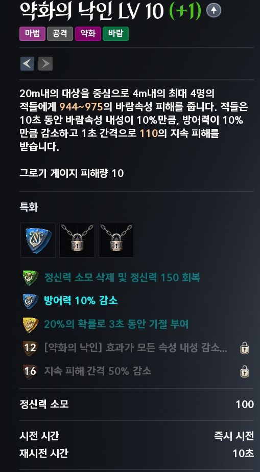 ▲방어력과 속성 디버프가 동시에 걸리는 중요 스킬