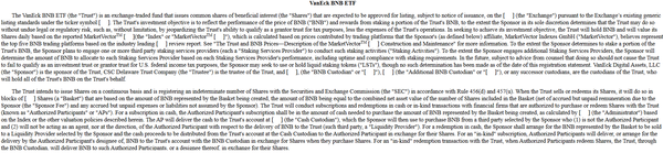 반에크 자산운용사의 비앤비(바이낸스코인) 기반 현물 상장지수펀드 출시 신청서 일부(사진=미국 증권거래위원회)