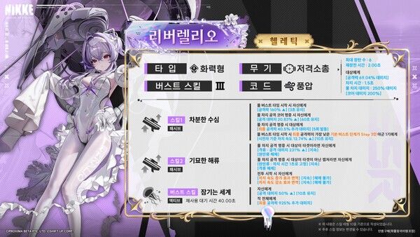 ▲ 6일 출시 예정인 ‘리버렐리오’는 매우 높은 성능을 가진 3버스트 니케로 이용자들에게 많은 기대를 모으고 있다(사진=네이버 ‘승리의 여신: 니케’ 공식 라운지)