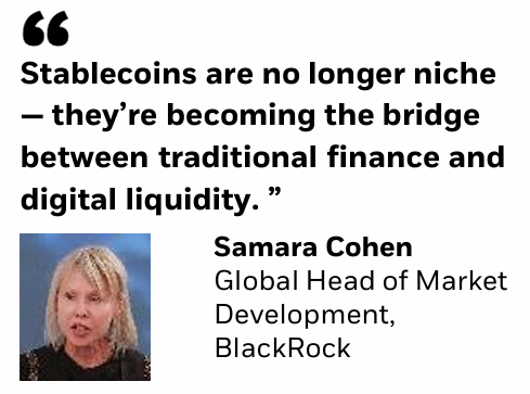 스테이블코인이&nbsp;디지털과&nbsp;전통&nbsp;금융을&nbsp;연결하는&nbsp;매개체로&nbsp;진화하고&nbsp;있다는 것이 블랙록의 의견이다(사진=블랙록)