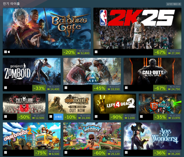 ▲ 스팀 협동 게임 축제 주요 할인 작품(사진=스팀)