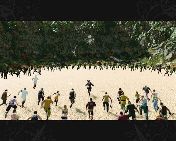 ▲100인의 해적대 마지마와 30인의 동료들이 싸운다. 실제 인게임 전투로 이어진다