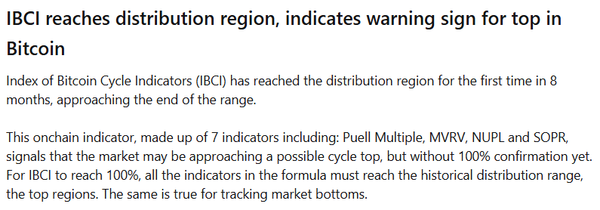 크립토퀀트에 따르면 비트코인 시장 지표는 지난 1월 4주차에 처음 매도 영역에 가까워졌다(사진=크립토퀀트)