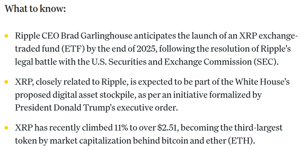 브래드 갈링하우스 리플랩스 최고경영자는 ‘엑스알피’ 기반 상장지수펀드 출시 신청이 올해 하반기 승인될 것으로 내다봤다(사진=코인데스크)