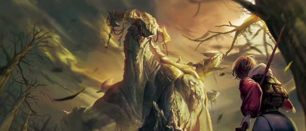 ▲ '샴블즈' 키아트 가운데 하나에서 묘사된 거대 괴수에 얽힌 이야기 또한 추후 출시 예정인 DLC를 통해 소개한다는 개발진의 계획이다