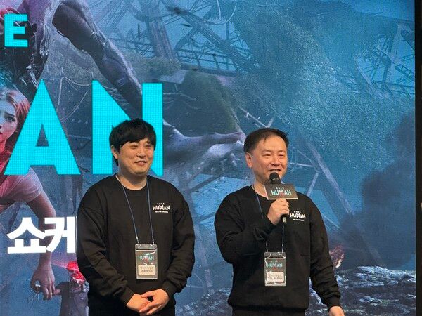 (왼쪽부터 이세영 한국홍보 총괄이사, 지오위 수석 게임 디자이너. 사진=경향게임스)