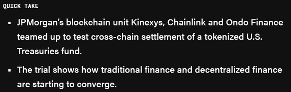 키넥시스가 퍼블릭 블록체인 네트워크에서 미국 국채 펀드를 결제하는 시범 거래를 진행했다고 밝혔다(사진=더블록)
