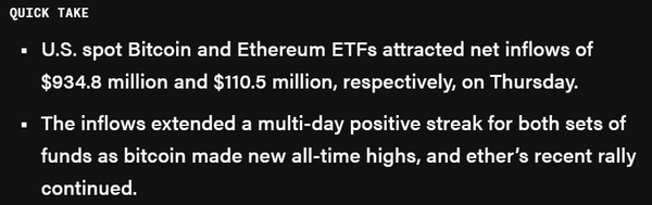 현지시간으로 지난 5월 22일 미국 증권시장 내 비트코인 및 이더리움 현물 상장지수펀드(ETF)에 올해 1월 이후 가장 큰 규모의 자금이 유입됐다(사진=더블록)