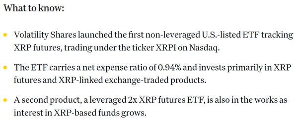볼러틸러티쉐어스는 현지시간으로 지난 5월 22일 나스닥(Nasdaq) 증권거래소에 현지 최초의 ‘엑스알피’ 선물 상장지수펀드를 상장했다(사진=코인데스크)