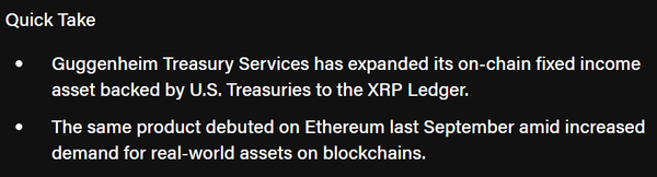 구겐하임트레저리서비스가 리플랩스의 블록체인 원장인 엑스알피렛저에서 디지털상업어음을 발행했다(사진=더블록)