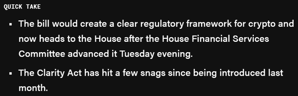 ‘디지털자산 시장 명확성 법안’ 수정안은 현지시간으로 지난 6월 10일 미국 하원 금융서비스위원회와 농업위원회 표결을 통과했다(사진=더블록)
