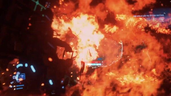 ▲산불이 나면서 숲이 불탄다. 이를 돌파하기 위해서는 소화기를꺼내 불을 끄면서 안전지대로 이동해야 한다