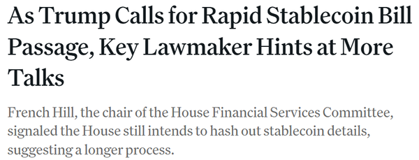 ]지난 6월 24일 미국 하원 금융서비스위원장은 ‘지니어스’ 법안에 대한 논의가 필요하다는 입장을 밝혔다(사진=코인데스크)