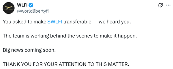 월드리버티파이낸셜팀은 현지시간으로 지난 6월 26일 자체 가상화폐가 거래될 수 있게 지원하겠다고 밝혔다(사진=트위터/ 월드리버티파이낸셜)