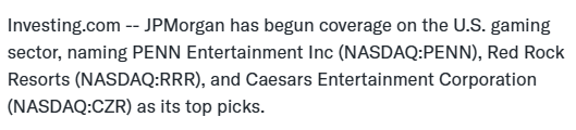  제이피모건은 카지노 및 겜블 기업에 초점이 맞춰 게임 산업을 들여다보고 있다(사진=인베스팅닷컴)