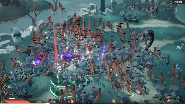 ▲ 끝없이 밀려드는 적들 사이에서 어떤 스킬을 택해 나아갈지, 각종 이로운 효과를 제공하는 신단을 어떻게 활용할지 등 매 트라이 다른 전개로 도전에 임할 수 있다