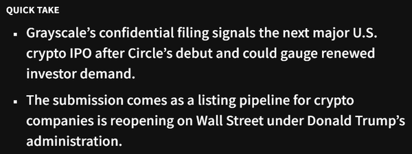  지난 7월 14일 그레이스케일이 미국 증권거래위원회에 기업공개 신청서를 전달한 것으로 전해진다(사진=더블록)
