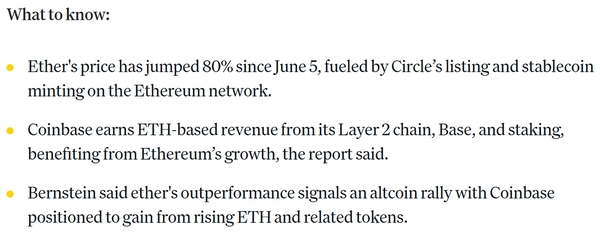 번스타인은 미국 코인베이스 가상화폐 거래소가 이더리움 중심의 주요 업체로 부상하고 있다고 분석했다(사진=코인데스크)
