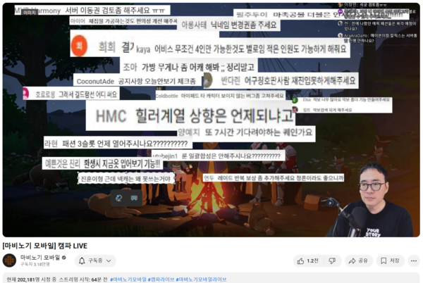 ▲ 이날 방송은 최다 20만 명 이상의 동시 시청자 수가 집계되며&nbsp;‘마비노기 모바일’을 향한 이용자들의 높은 관심을 확인할 수 있었다