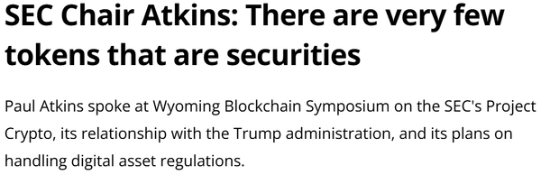 가상화폐 시장 내 증권(Security)으로 분류될 만한 자산이 매우 적다는 의견이 미국 증권거래위원장으로부터 나왔다(사진=코인텔레그래프)