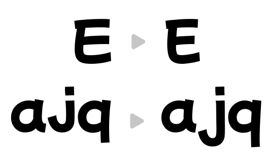 ▲일본어 폰트에서 구현된 알파벳은 폭이 일정하고 부드러운 곡선 형태이나 실제 영어권 유저들에게 익숙한 알파벳은 직선적이고 각이 살아있는 디자인이며 폭이 다르다. 이는 가독성에 영향을 미친다(제공=쿡앱스)
