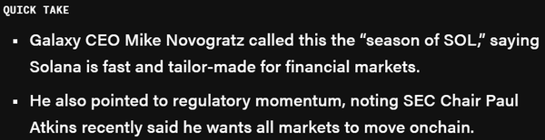  가상화폐 시장이 솔라나 시즌에 접어들고 있다는 것이 갤럭시디지털 최고경영자의 의견이다(사진=더블록)