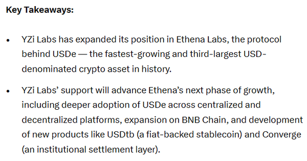 이지랩스가 ‘유에스디이’ 스테이블코인 발행사인 에테나랩스 지분 보유량을 늘리고 있다(사진=트위터/ 이지랩스)